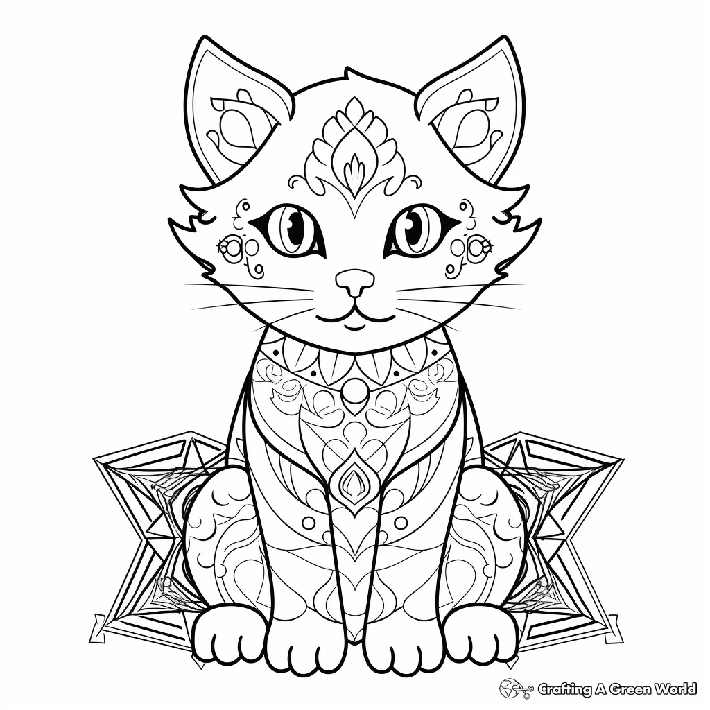 Charming Chartreux Cat Mandala Coloring Pages 1