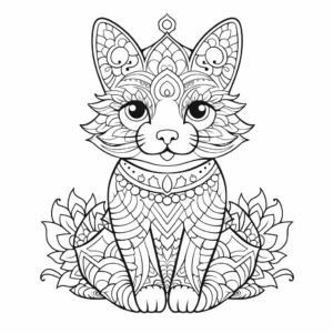 Charming Chartreux Cat Mandala Coloring Pages 3