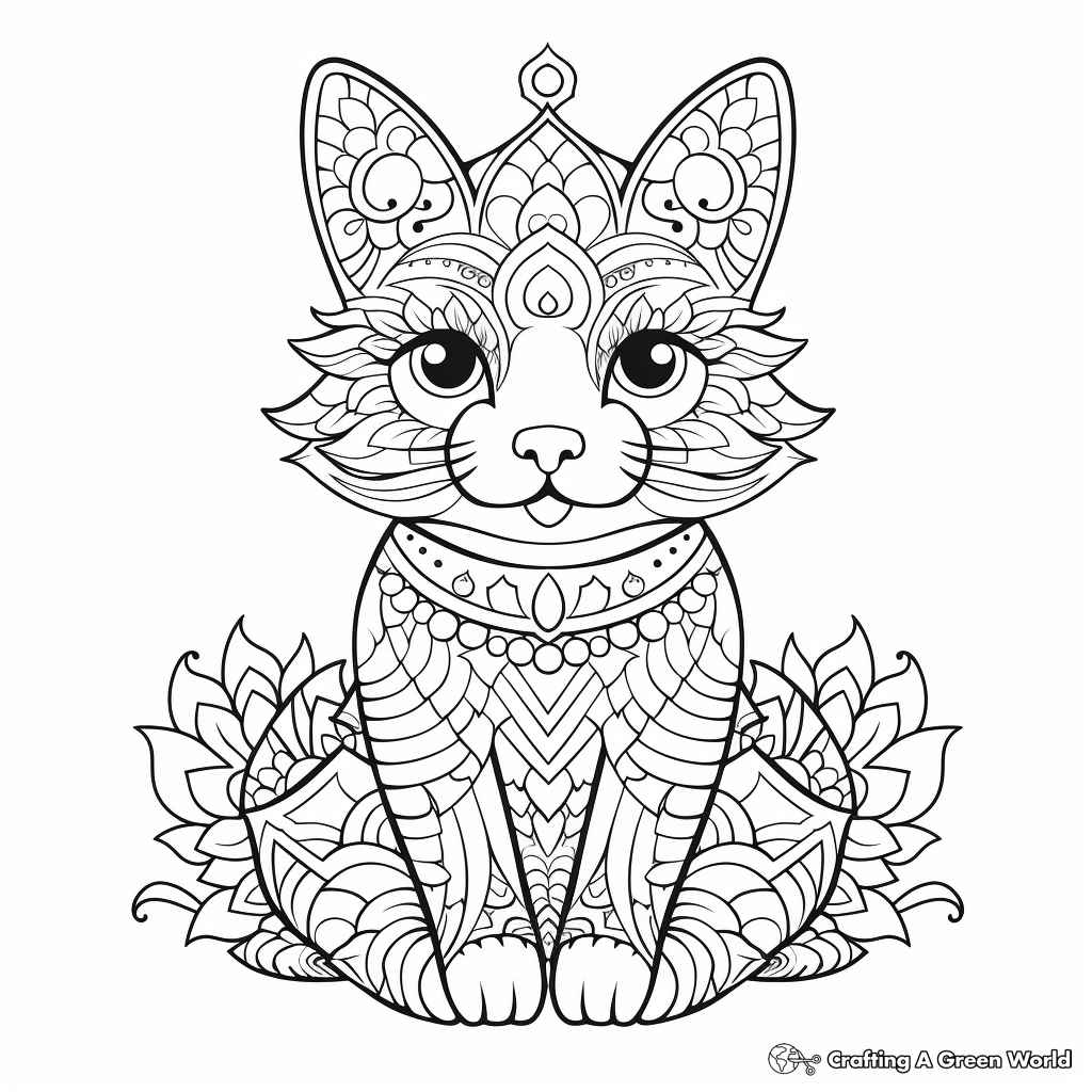 Charming Chartreux Cat Mandala Coloring Pages 3