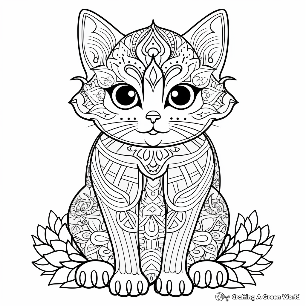Charming Chartreux Cat Mandala Coloring Pages 4
