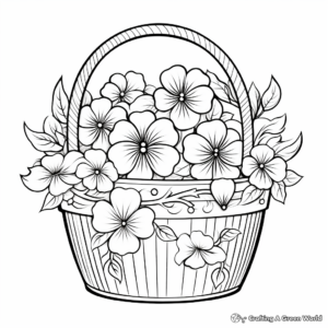 Charming Cherry Blossom Basket Coloring Pages 2