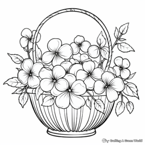 Charming Cherry Blossom Basket Coloring Pages 4