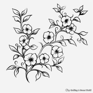 Charming Cherry Blossom Vine Coloring Pages 1