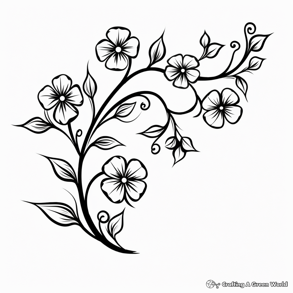 Charming Cherry Blossom Vine Coloring Pages 2