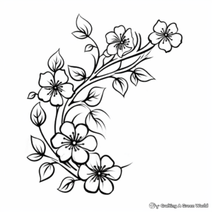 Charming Cherry Blossom Vine Coloring Pages 3