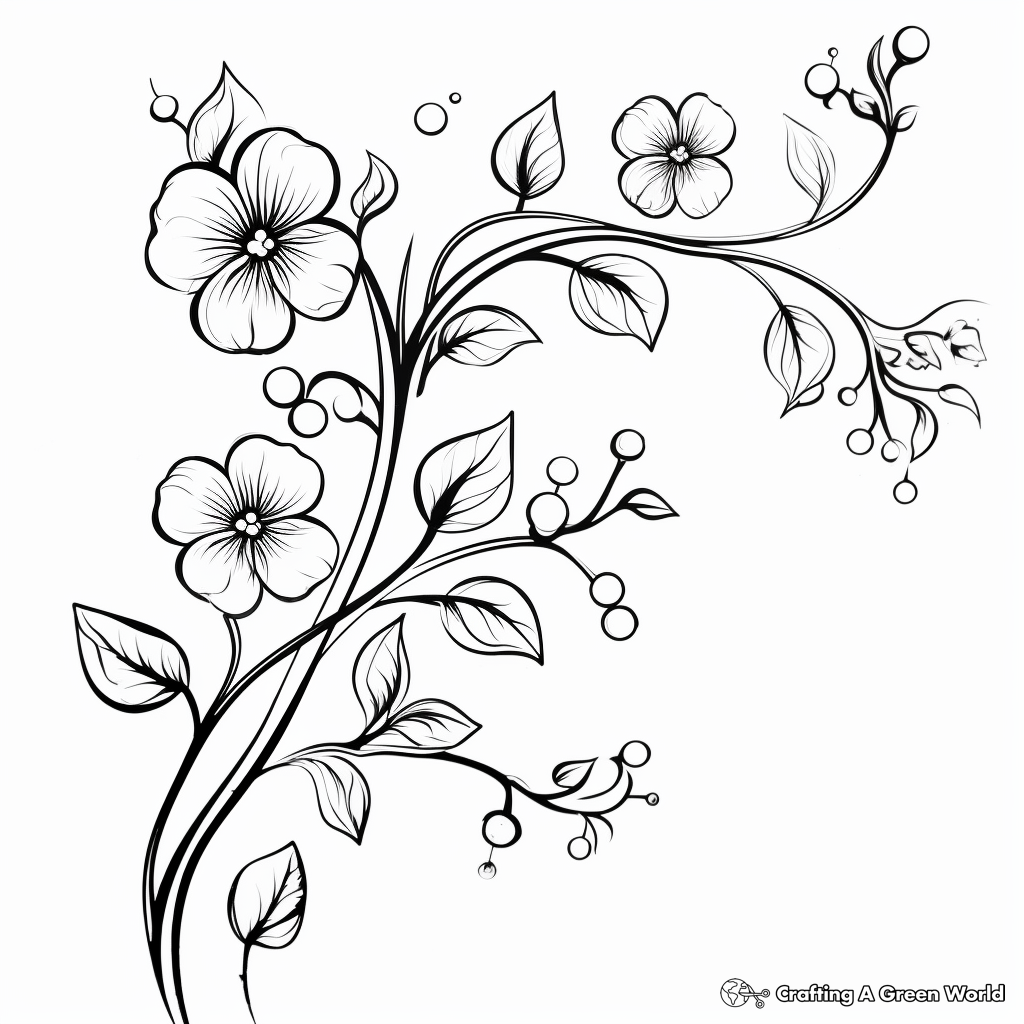 Charming Cherry Blossom Vine Coloring Pages 4