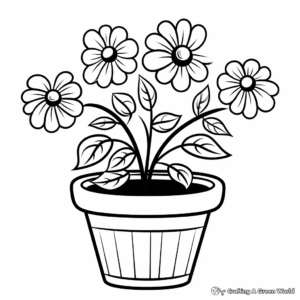 Charming Daisies in a Flower Pot Coloring Pages 2