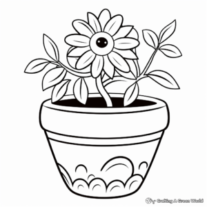 Charming Daisies in a Flower Pot Coloring Pages 3