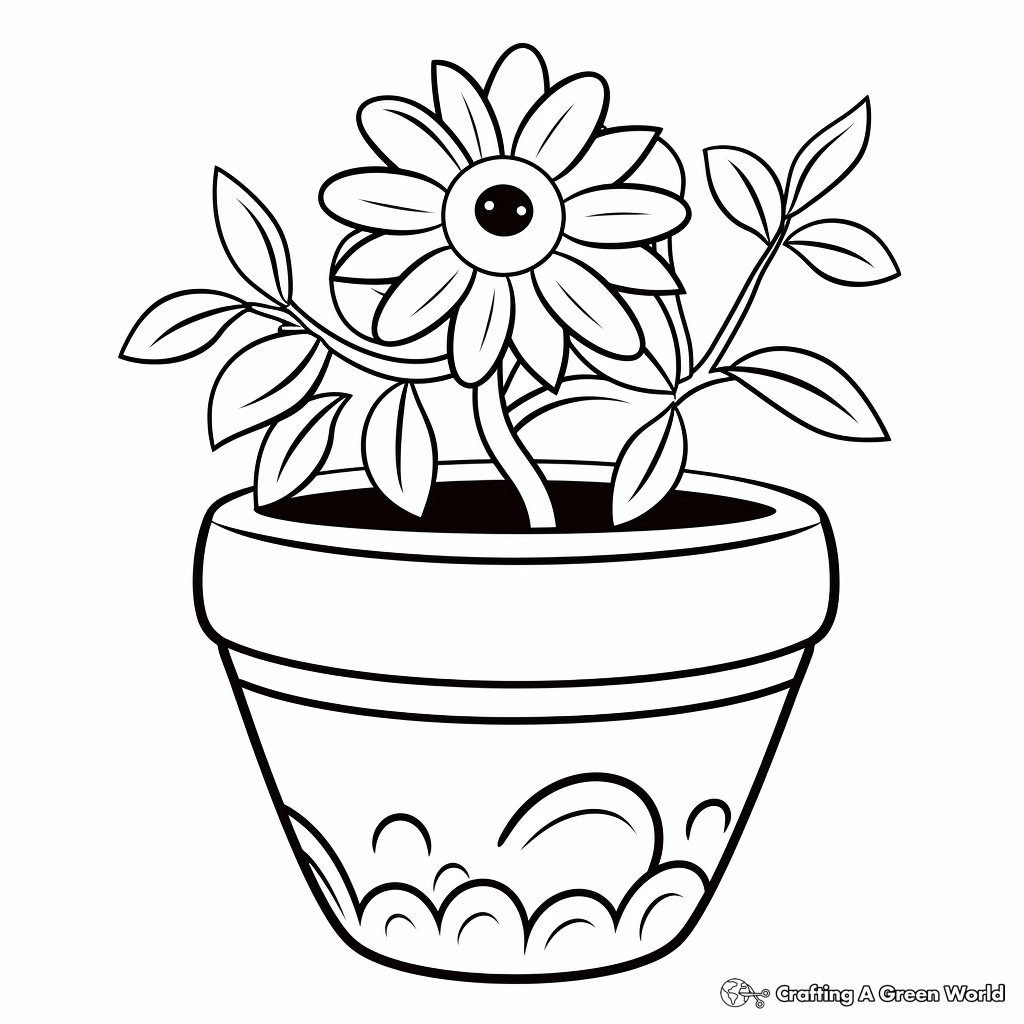 Charming Daisies in a Flower Pot Coloring Pages 3
