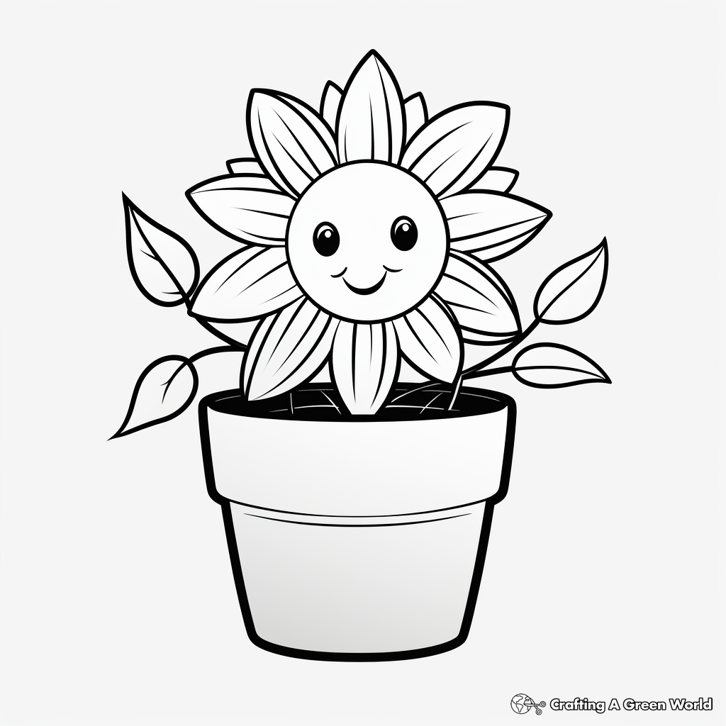 Charming Daisies in a Flower Pot Coloring Pages 4