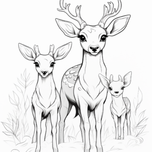 Charming Deer Family Coloring Pages 1