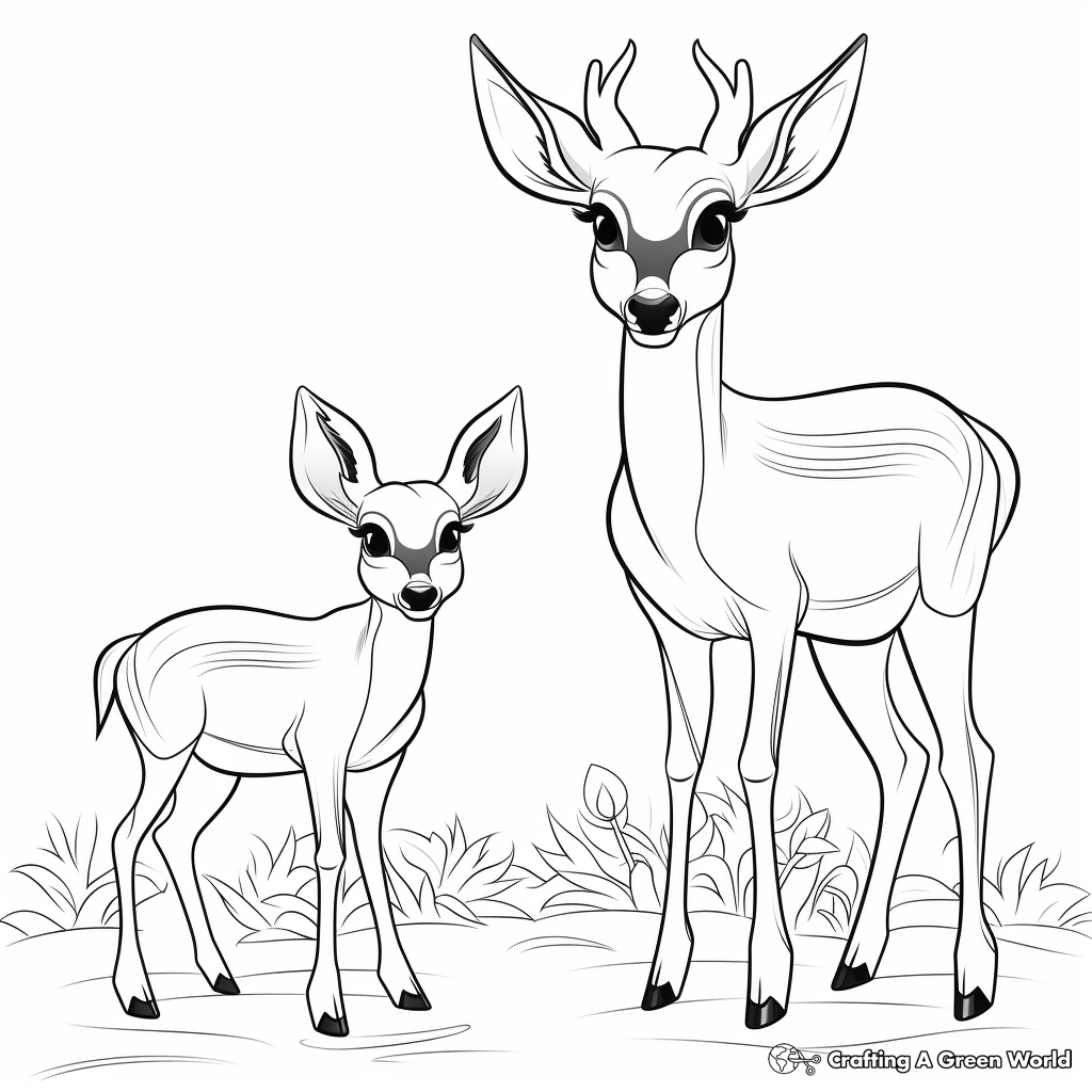 Charming Deer Family Coloring Pages 2