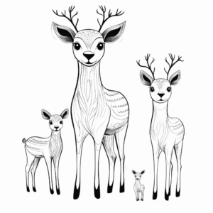 Charming Deer Family Coloring Pages 3