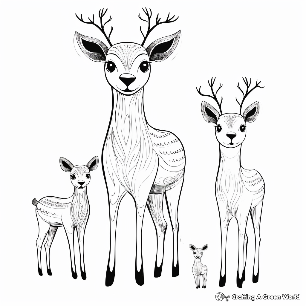 Charming Deer Family Coloring Pages 3