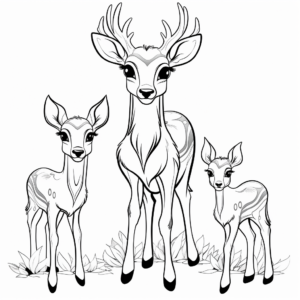 Charming Deer Family Coloring Pages 4