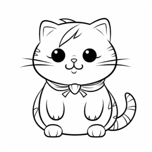Charming Fat Cat with Bowtie Coloring Pages 4