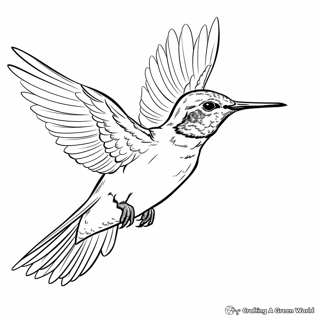 Charming Female Ruby Throated Hummingbird coloring Pages 1