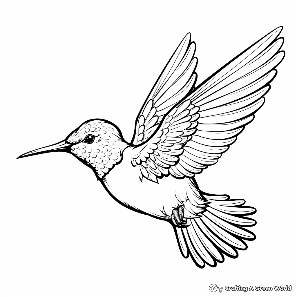 Charming Female Ruby Throated Hummingbird coloring Pages 4