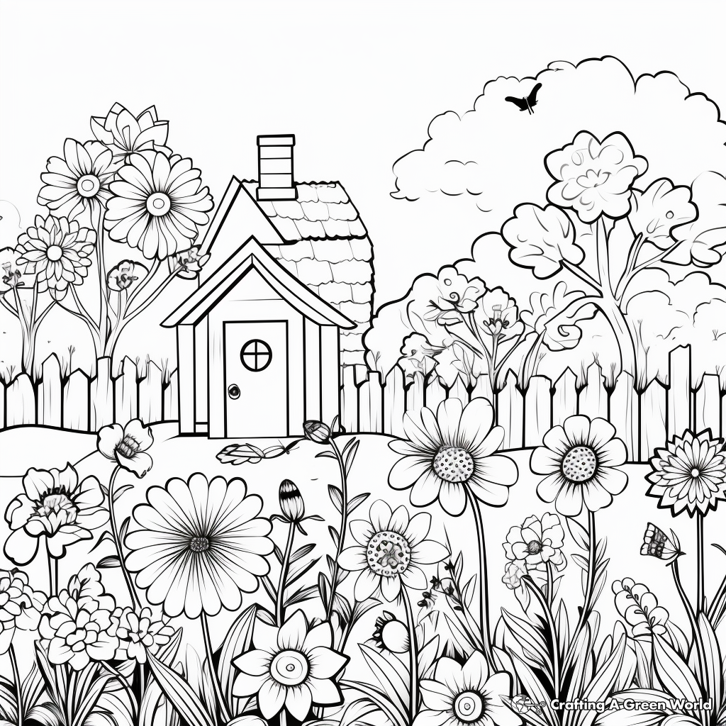 Charming Flower Garden Coloring Pages 3
