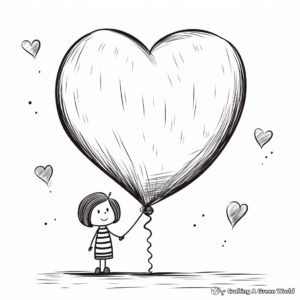Charming Heart Balloon Coloring Pages 1