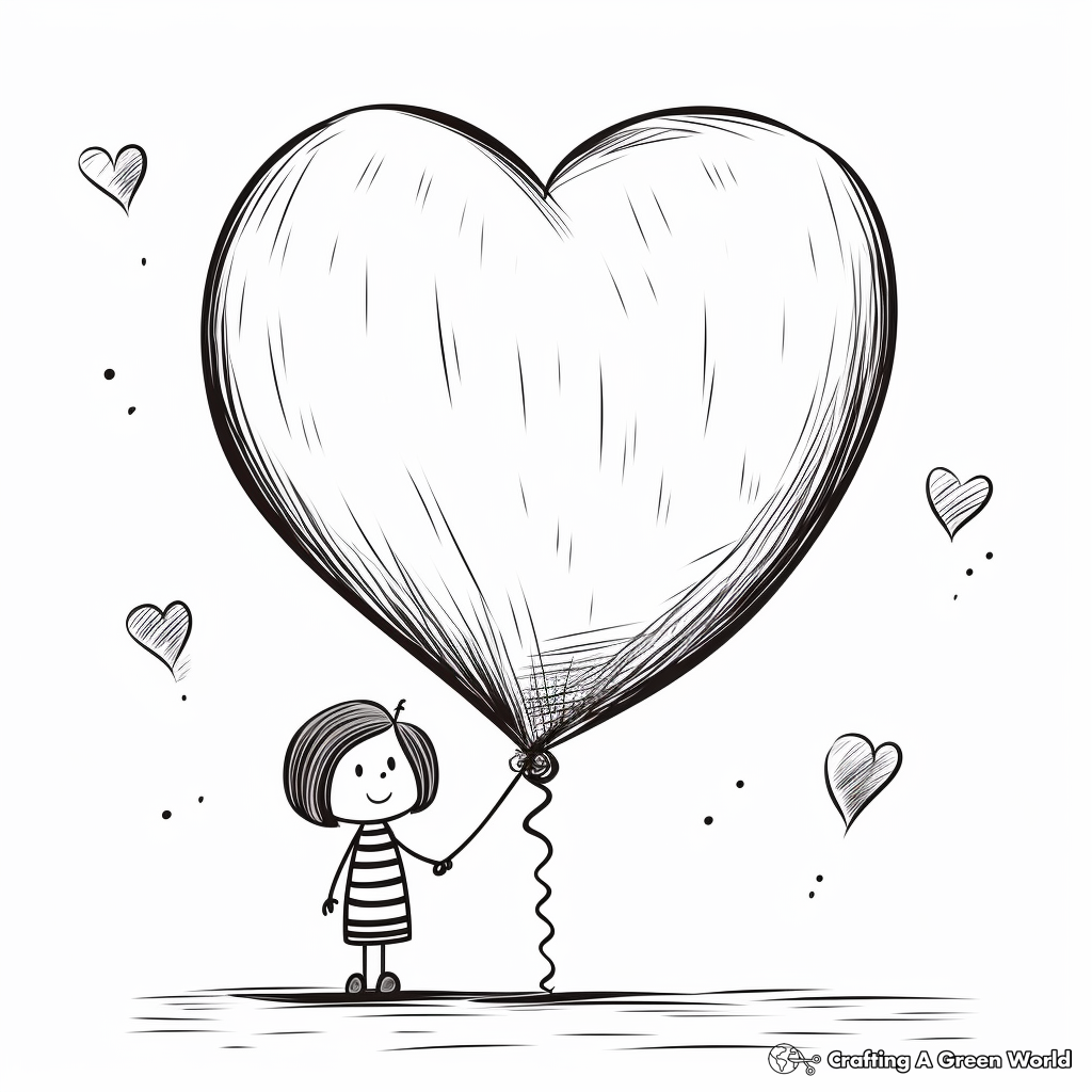 Charming Heart Balloon Coloring Pages 1