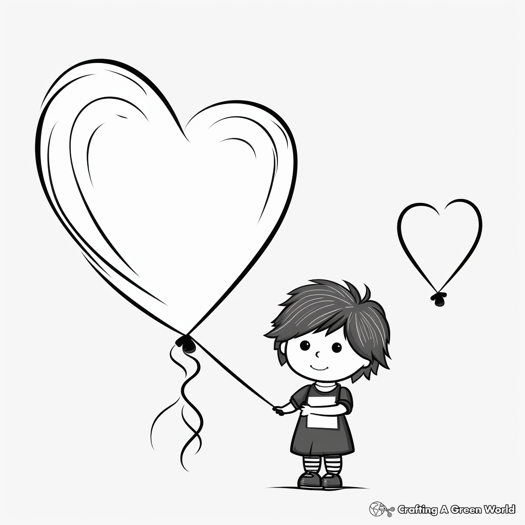 Charming Heart Balloon Coloring Pages 2