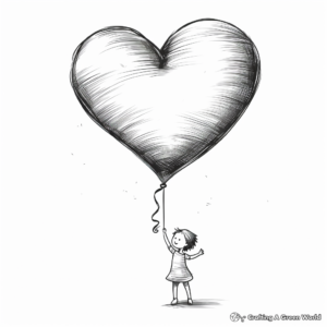 Charming Heart Balloon Coloring Pages 3