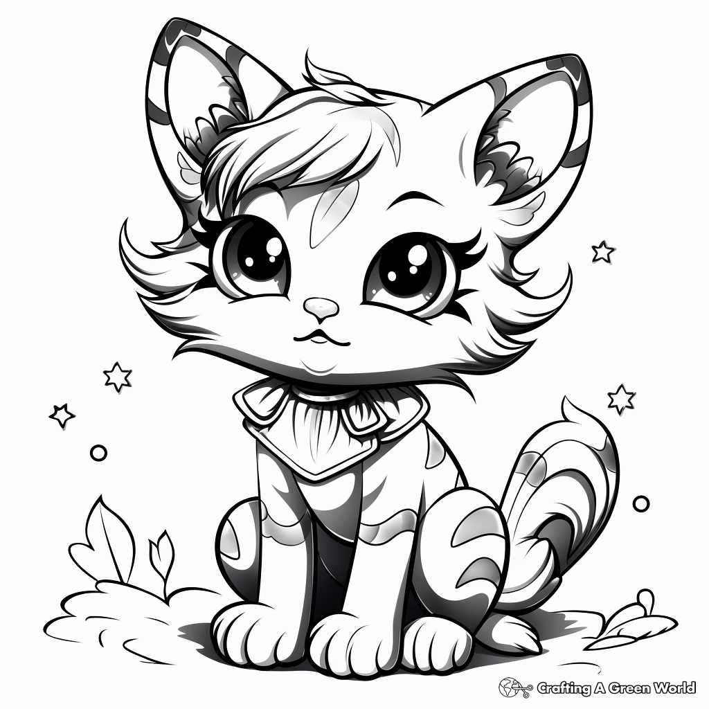 Charming Kitty Fairy in the Garden Coloring Pages 2