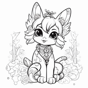 Charming Kitty Fairy in the Garden Coloring Pages 4