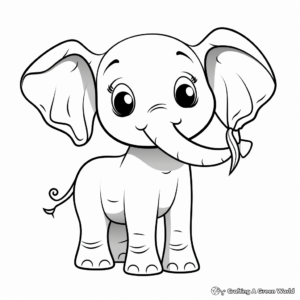 Charming Little Elephant Coloring Pages 1