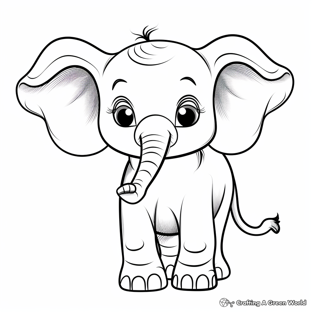 Charming Little Elephant Coloring Pages 2