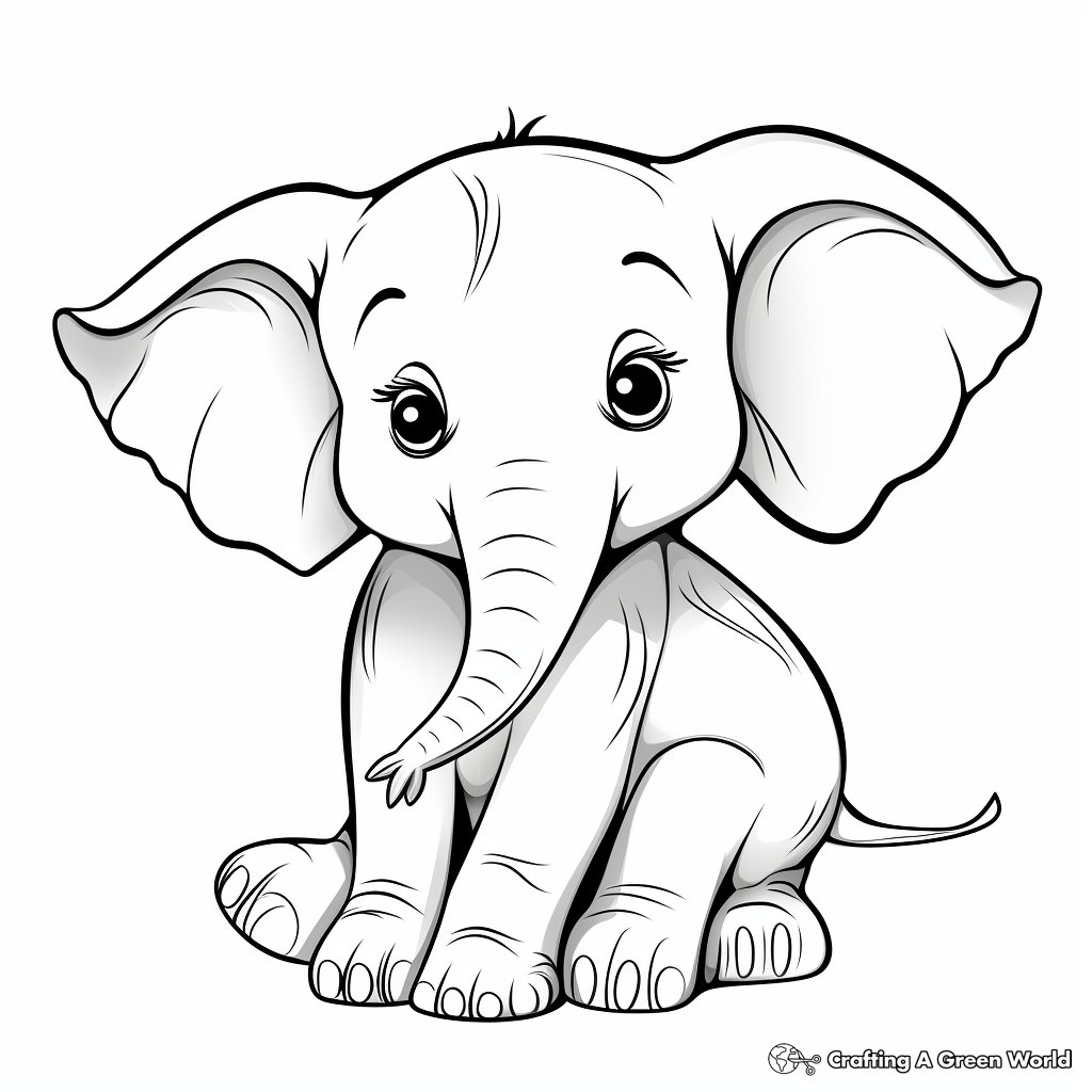 Charming Little Elephant Coloring Pages 3