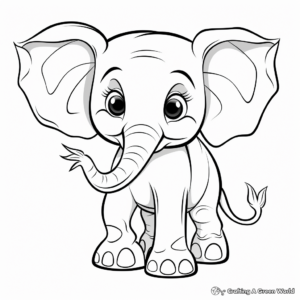 Charming Little Elephant Coloring Pages 4