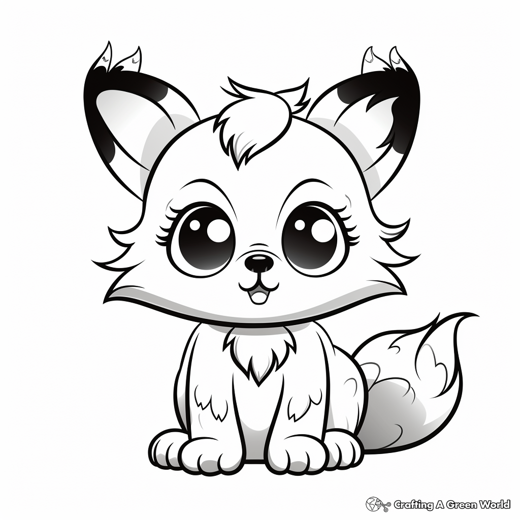 Charming Little Fox with Big Eyes Coloring Pages 1
