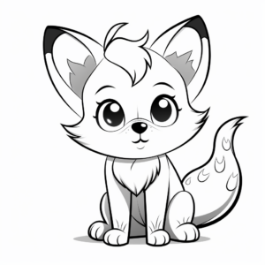 Charming Little Fox with Big Eyes Coloring Pages 2