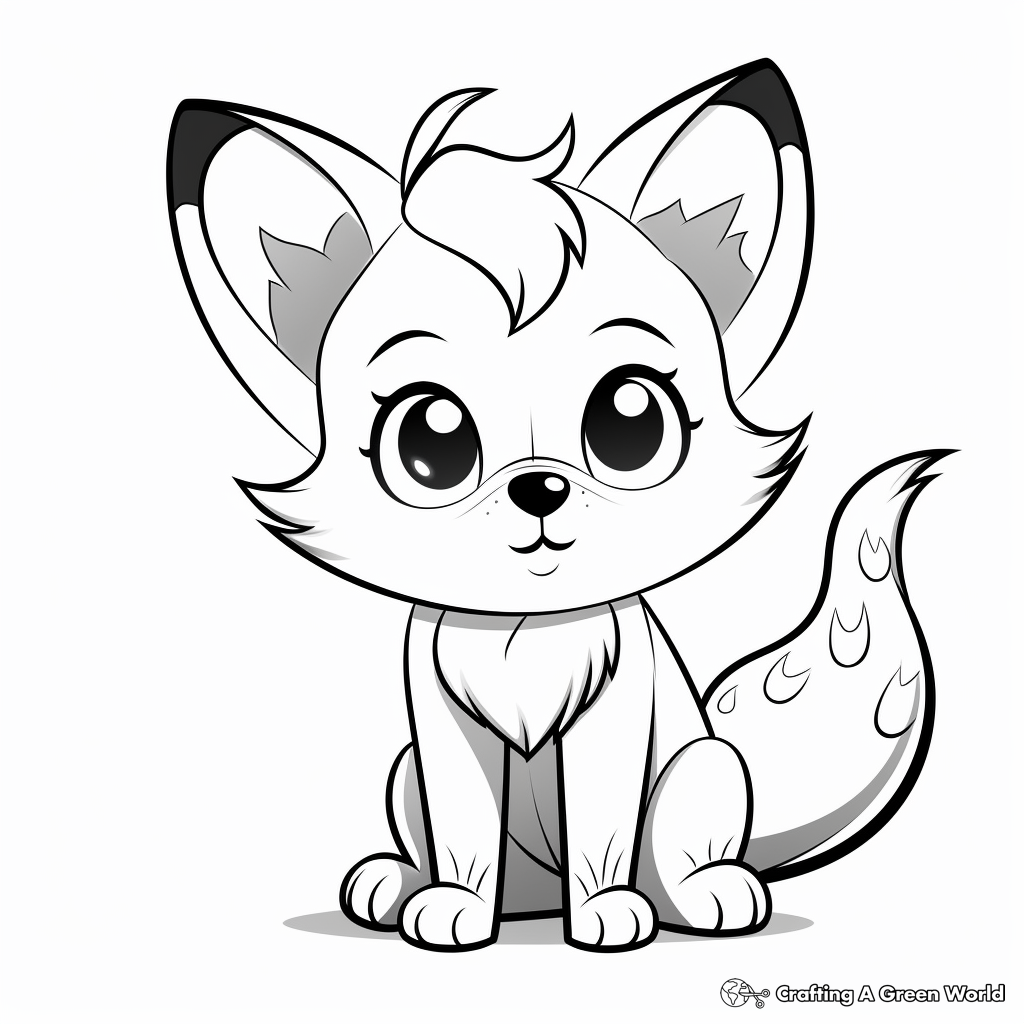 Charming Little Fox with Big Eyes Coloring Pages 2