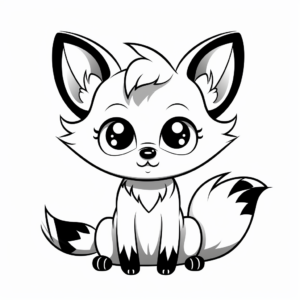Charming Little Fox with Big Eyes Coloring Pages 3