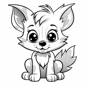 Charming Little Fox with Big Eyes Coloring Pages 4