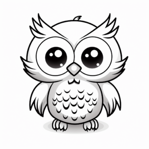 Charming Little Owl with Big Eyes Coloring Pages 1