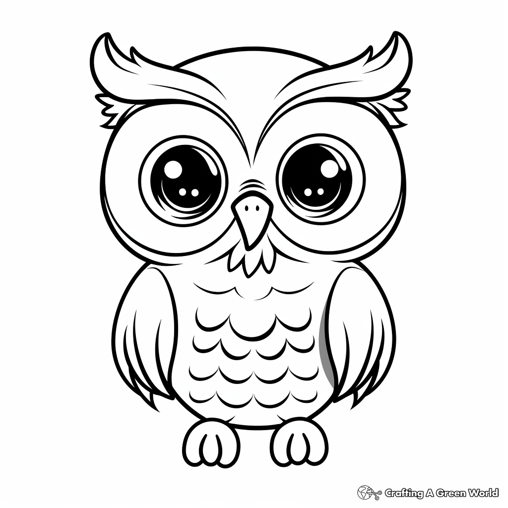 Charming Little Owl with Big Eyes Coloring Pages 2