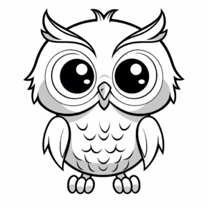 Charming Little Owl with Big Eyes Coloring Pages 4