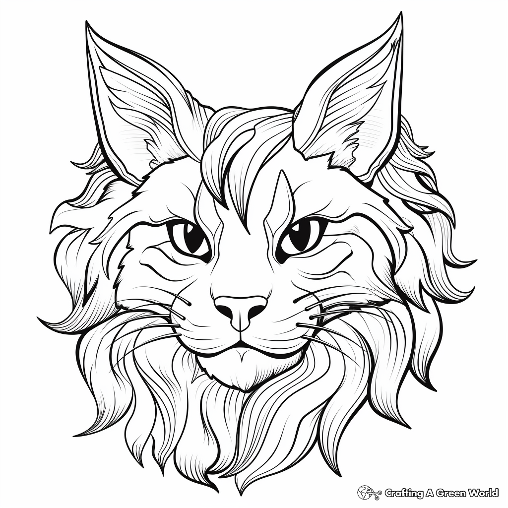Charming Maine Coon Cat Head Coloring Pages 1