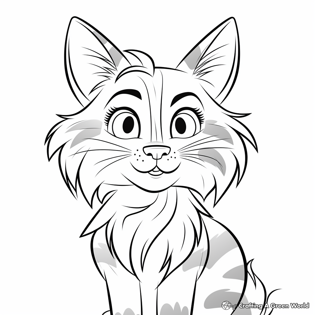 Charming Maine Coon Cat Head Coloring Pages 2