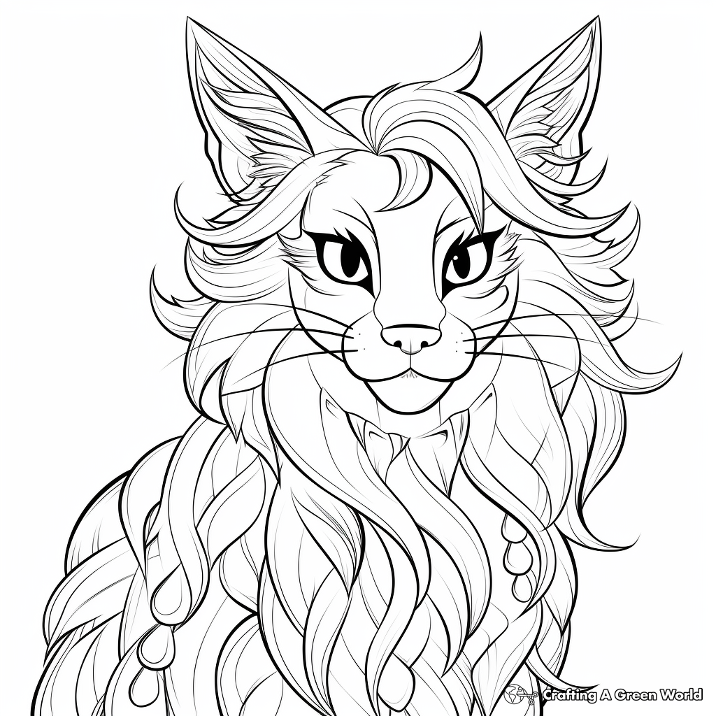 Charming Maine Coon Cat Head Coloring Pages 3