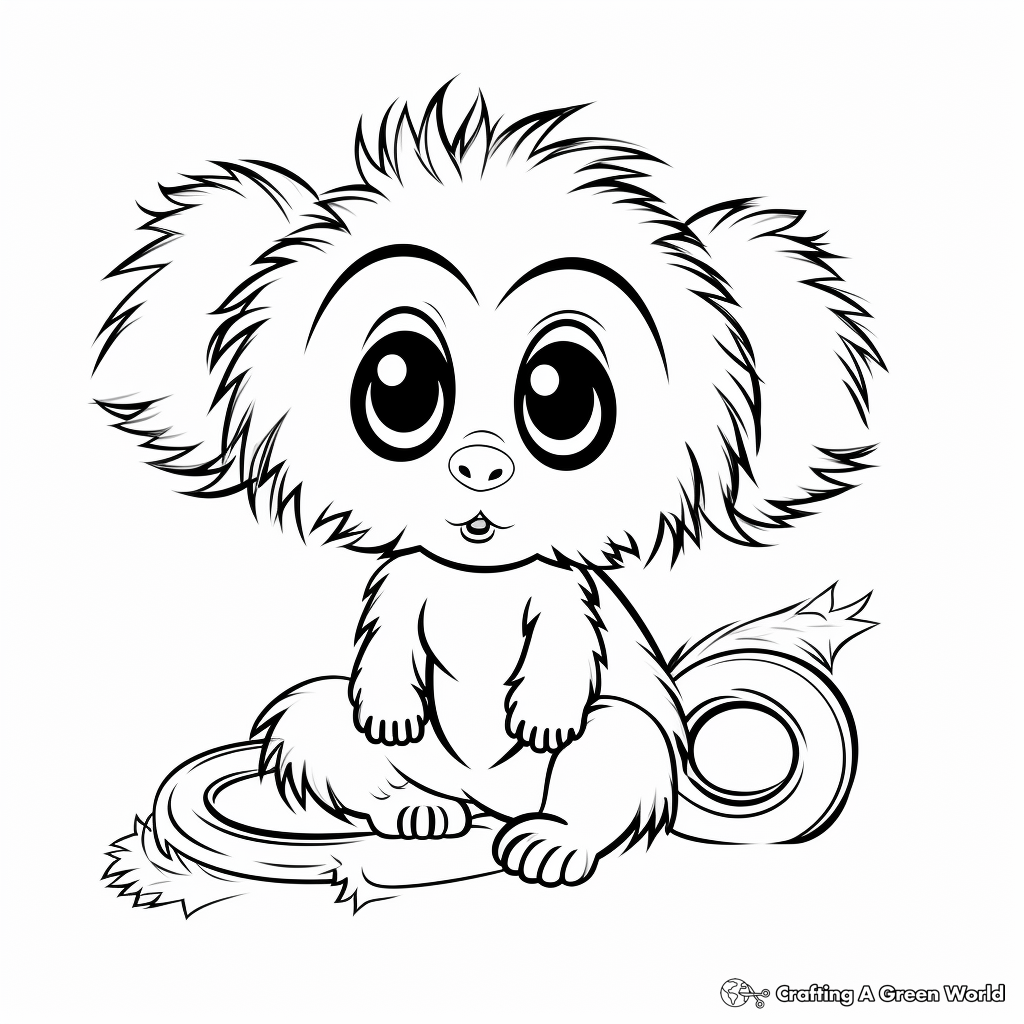 Charming Marmoset Monkey Coloring Pages 1