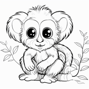 Charming Marmoset Monkey Coloring Pages 2