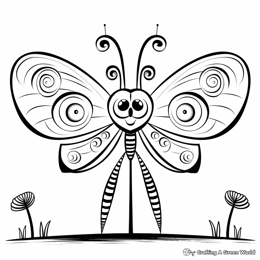 Charming Peacock Butterfly Coloring Pages 1
