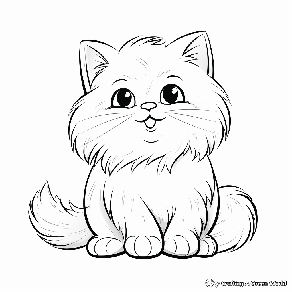 Charming Persian Cat Coloring Pages for Children 1