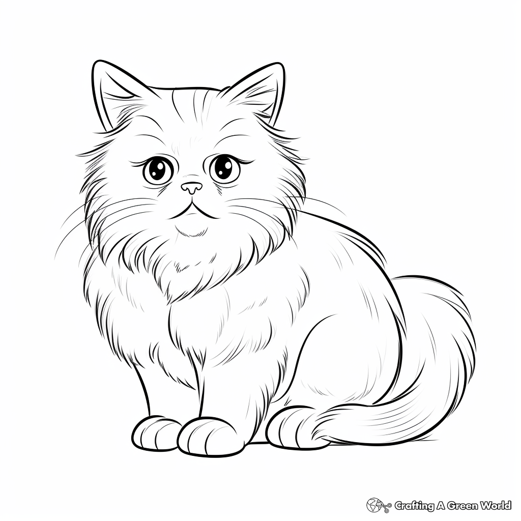 Charming Persian Cat Coloring Pages for Children 2