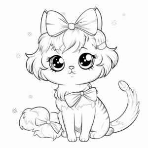 Charming Persian Cat with Bow Coloring Pages 3